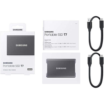 SAMSUNG SSD T7 Portable External Solid State Drive 1TB, MU-PC1T0T/AM, Gray